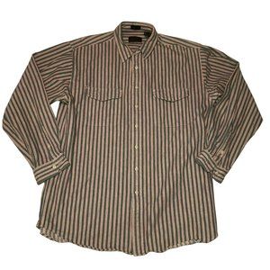 VTG EDDIE BAUER FLANNEL SHACKET SZ XLT ELKHORN TWILL BLUE WHITE HEAVY DUTY MENS